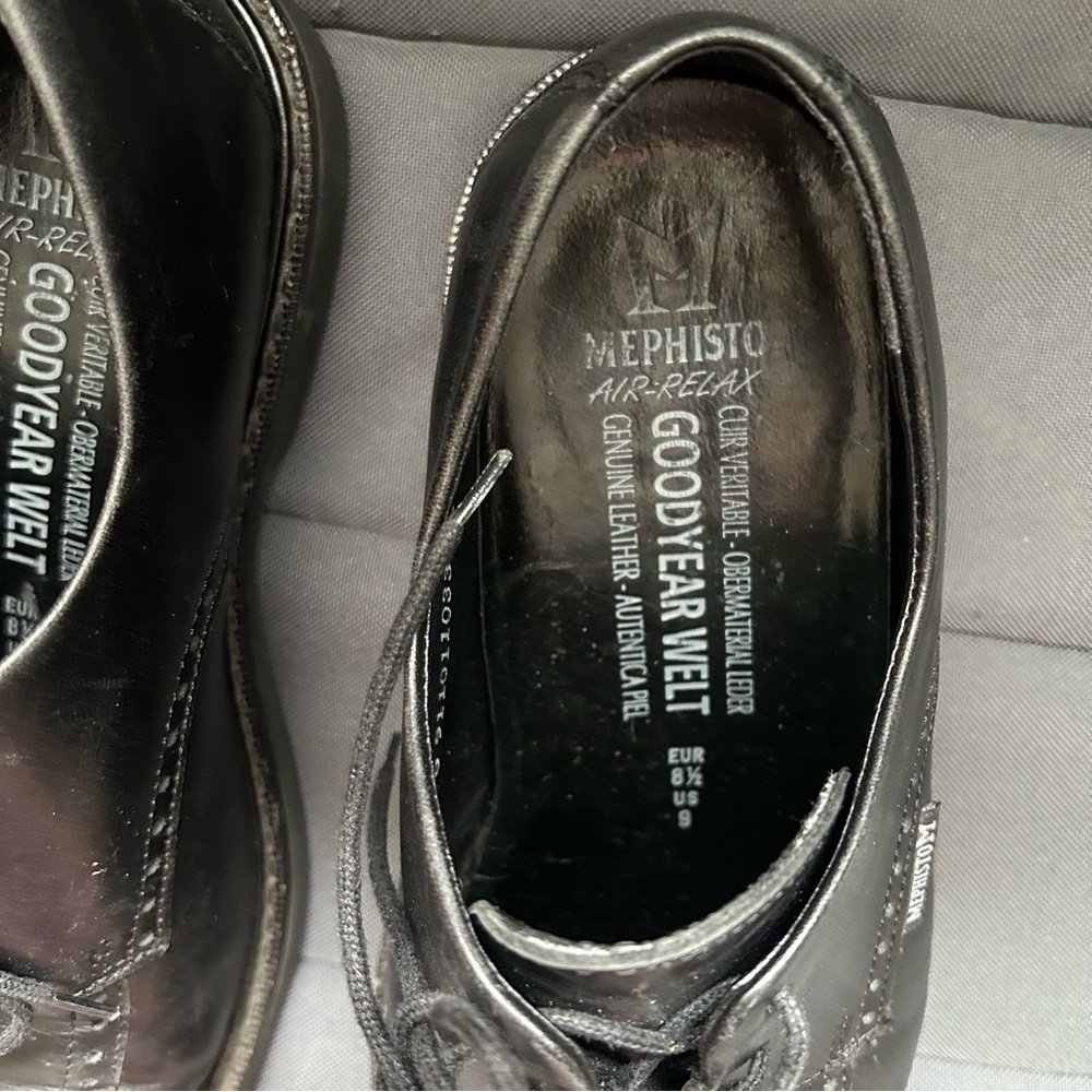 Mephisto Mens Goodyear Belt Classic Black Leather Oxfords, Size 9 - Picture 12 of 12